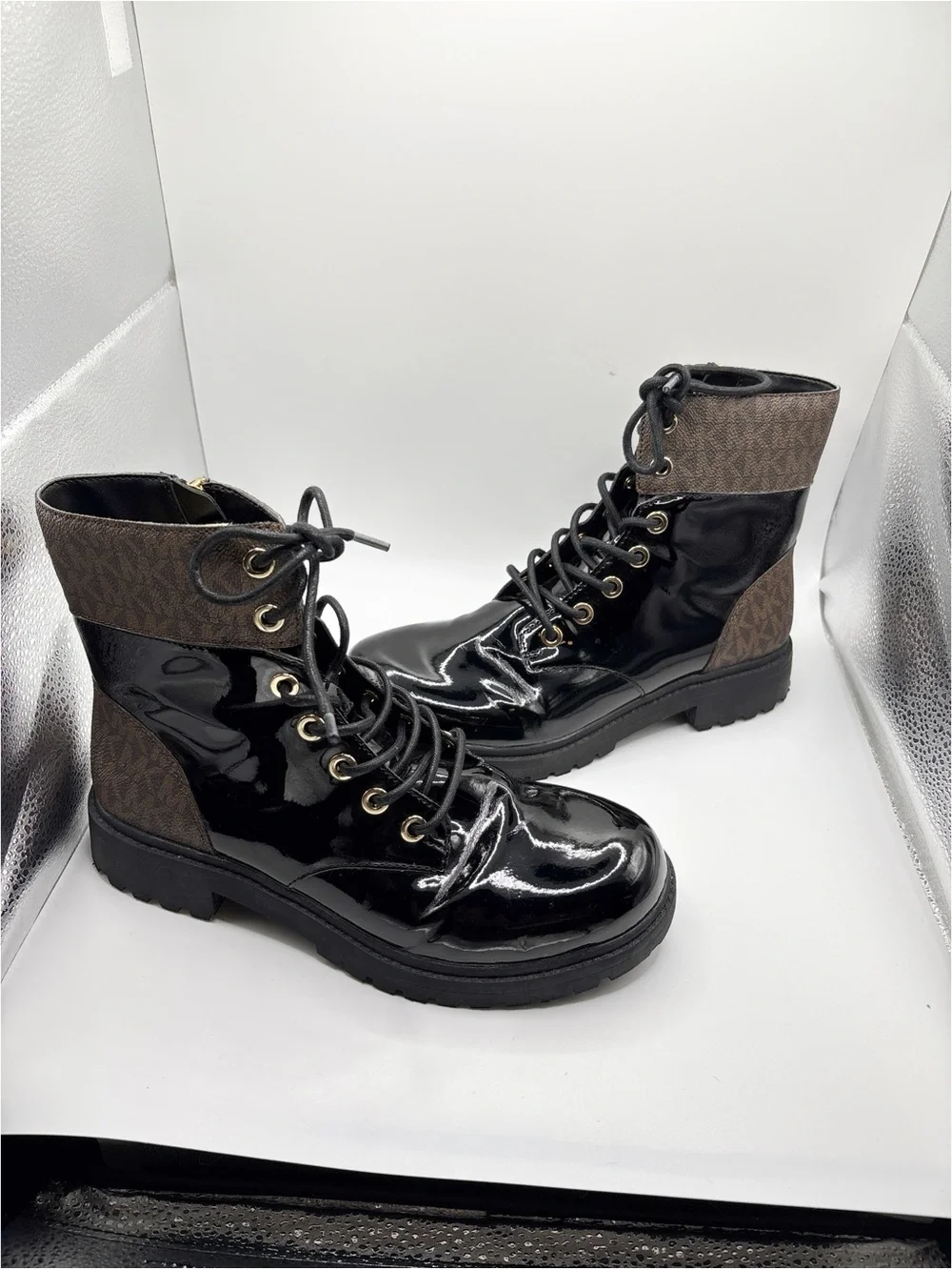 Michael Kors Black Alistair Lace-Up Combat Boots - Picture 3 of 6